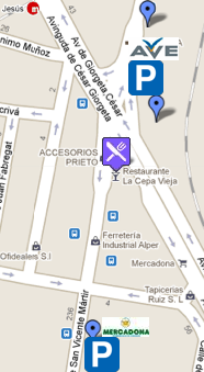 Mapa AVE Valencia y Restaurante La Cepa Vieja